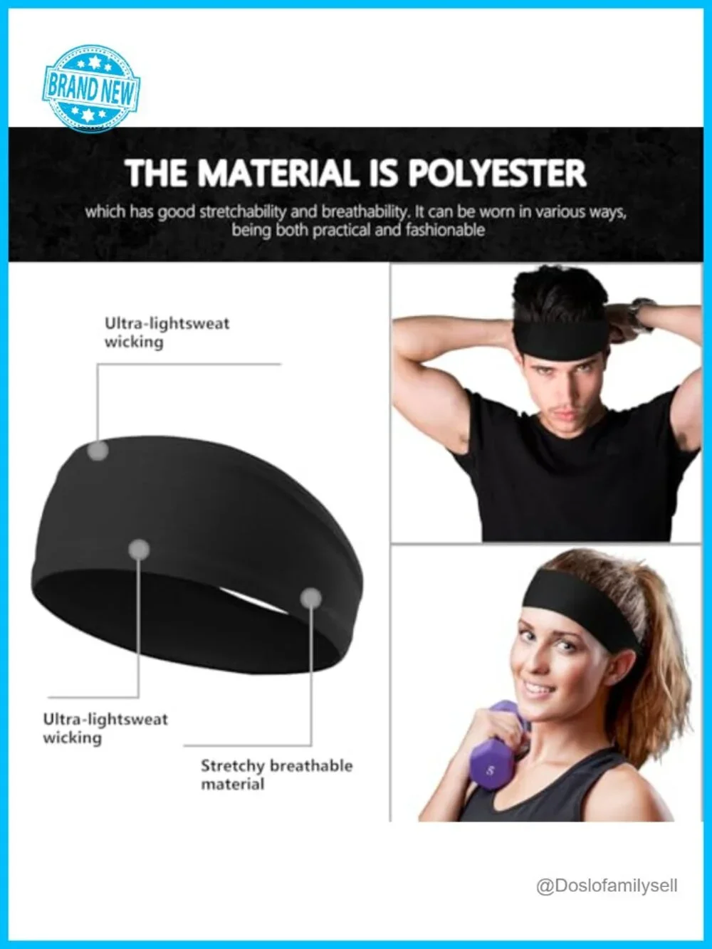 Metal Headband 6-Pack for Men Women Running Cycling Sports